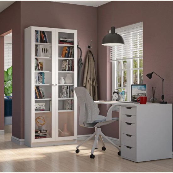 White 2 Glass Lid Showcase Buffet