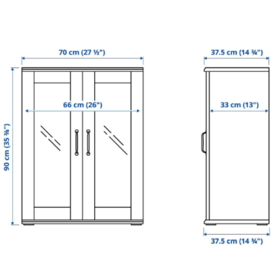 SCANDINAVIAN GLASS DOOR 70X90 SHOWCASE & BUFFET